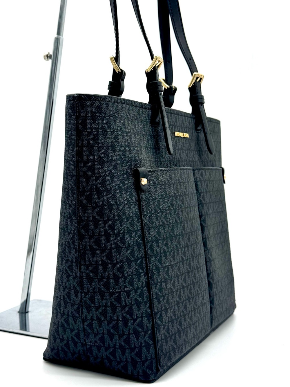 Michael Kors Jet Set Medium Pocket Tote Bag Black Multi - Picture 5 of 10